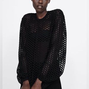 Zara mesh satin the back sweater size L